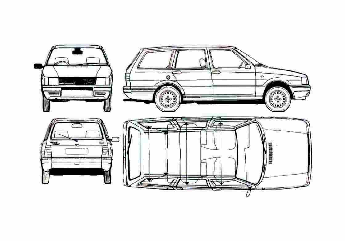 Blueprint Fiat Duna Weekend Wagon 1987 A4 Photo Print