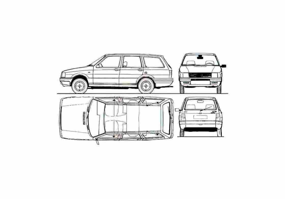 Blueprint Fiat Duna Weekend Wagon 1988 01 A4 Photo Print