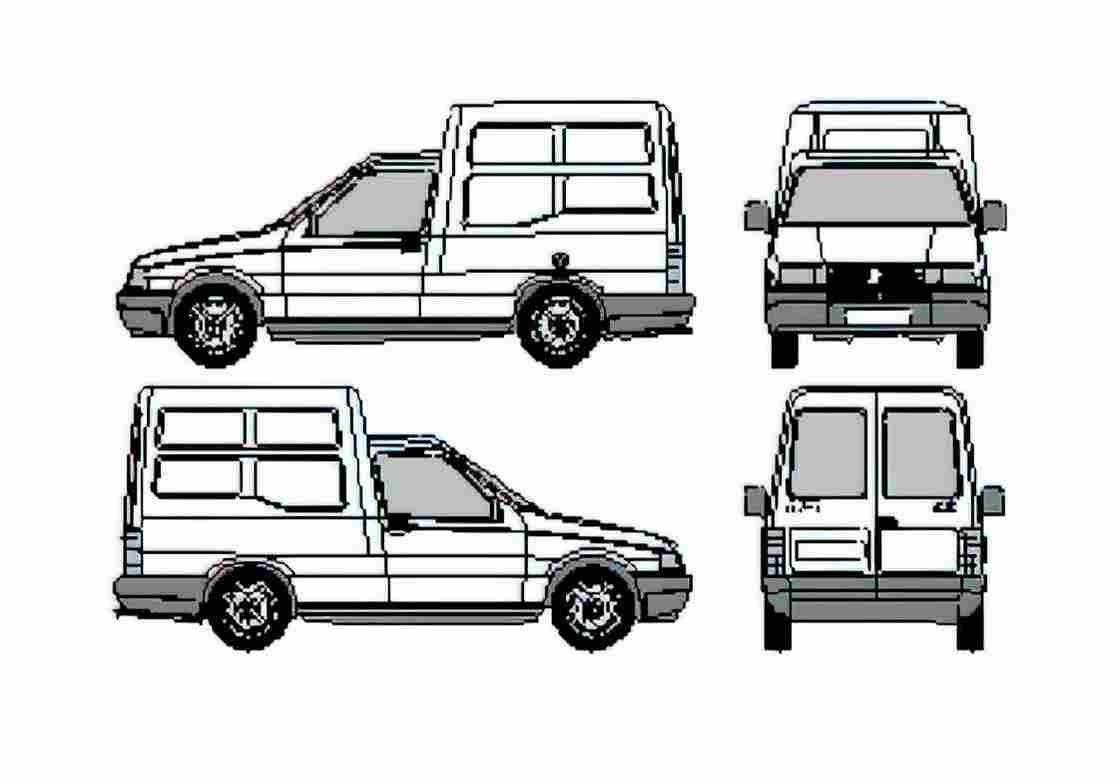 Blueprint Fiat Fiorino Van 1993 A4 Photo Print