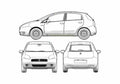 Blueprint Fiat Grande Punto 5 door Hatchback 2005 A4 Photo Print