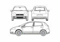 Blueprint Fiat Grande Punto 5 door Hatchback 2006 A4 Photo Print