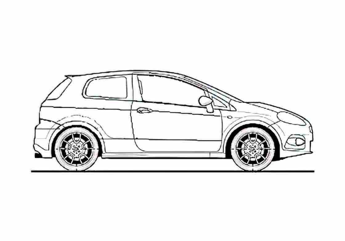 Blueprint Fiat Grande Punto Abarth Hatchback 2009 A4 Photo Print