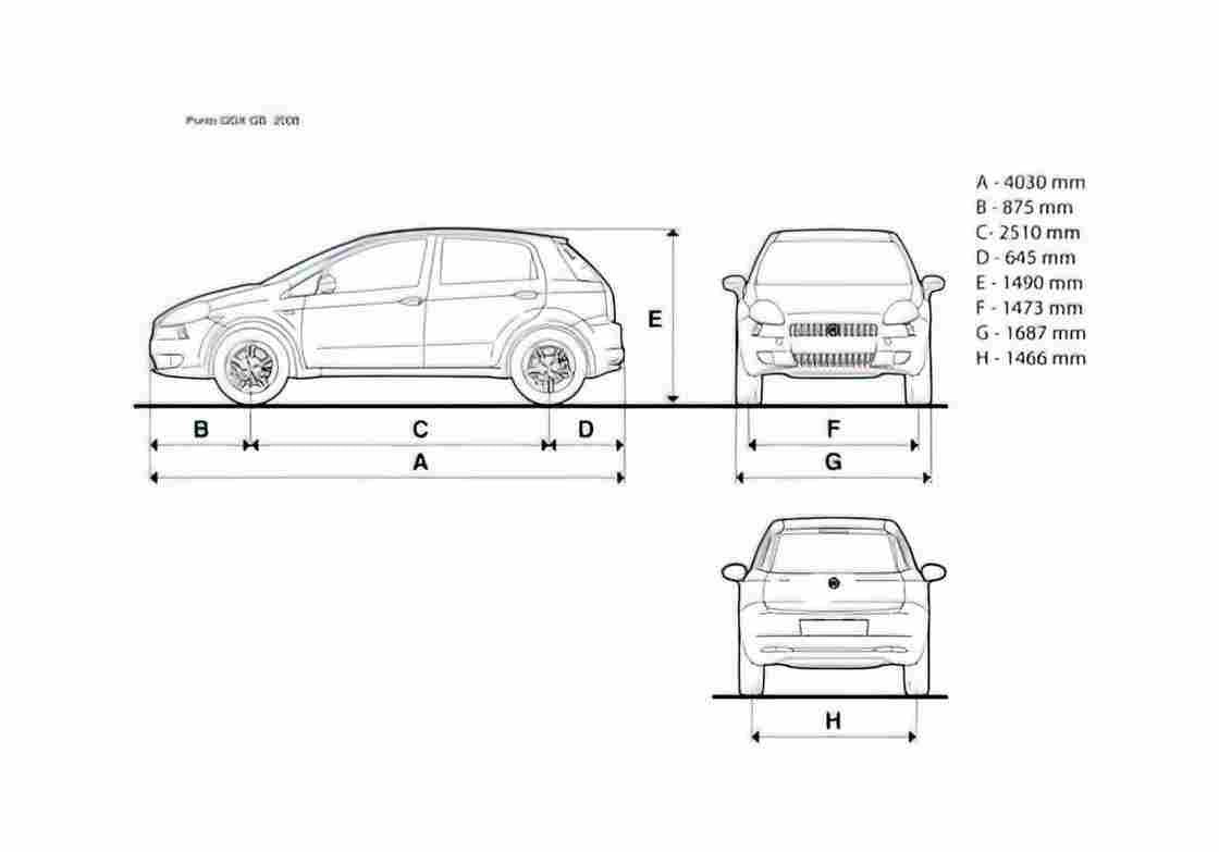 Blueprint Fiat Grande Punto GDX Hatchback 2008 A4 Photo Print