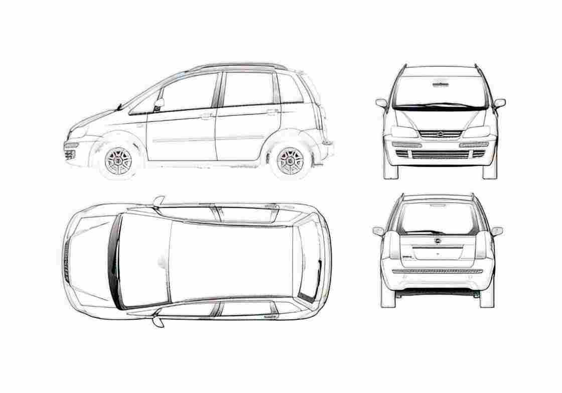 Blueprint Fiat Idea Minivan 2003 A4 Photo Print
