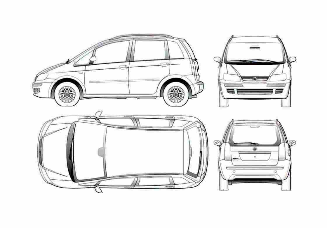 Blueprint Fiat Idea Minivan 2005 A4 Photo Print
