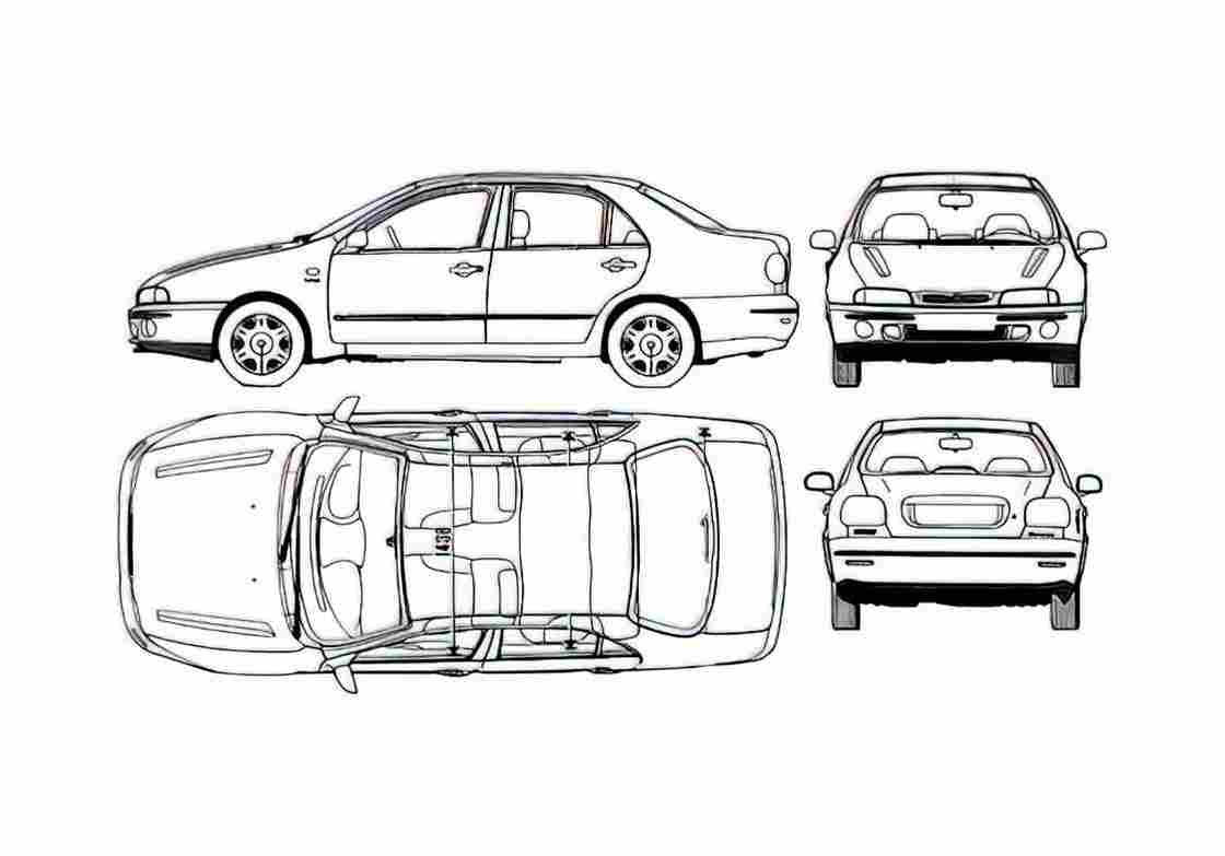 Blueprint Fiat Marea Sedan 1995 A4 Photo Print
