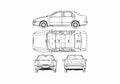 Blueprint Fiat Marea Sedan 1996 A4 Photo Print
