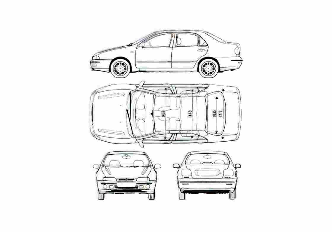 Blueprint Fiat Marea Sedan 1996 A4 Photo Print