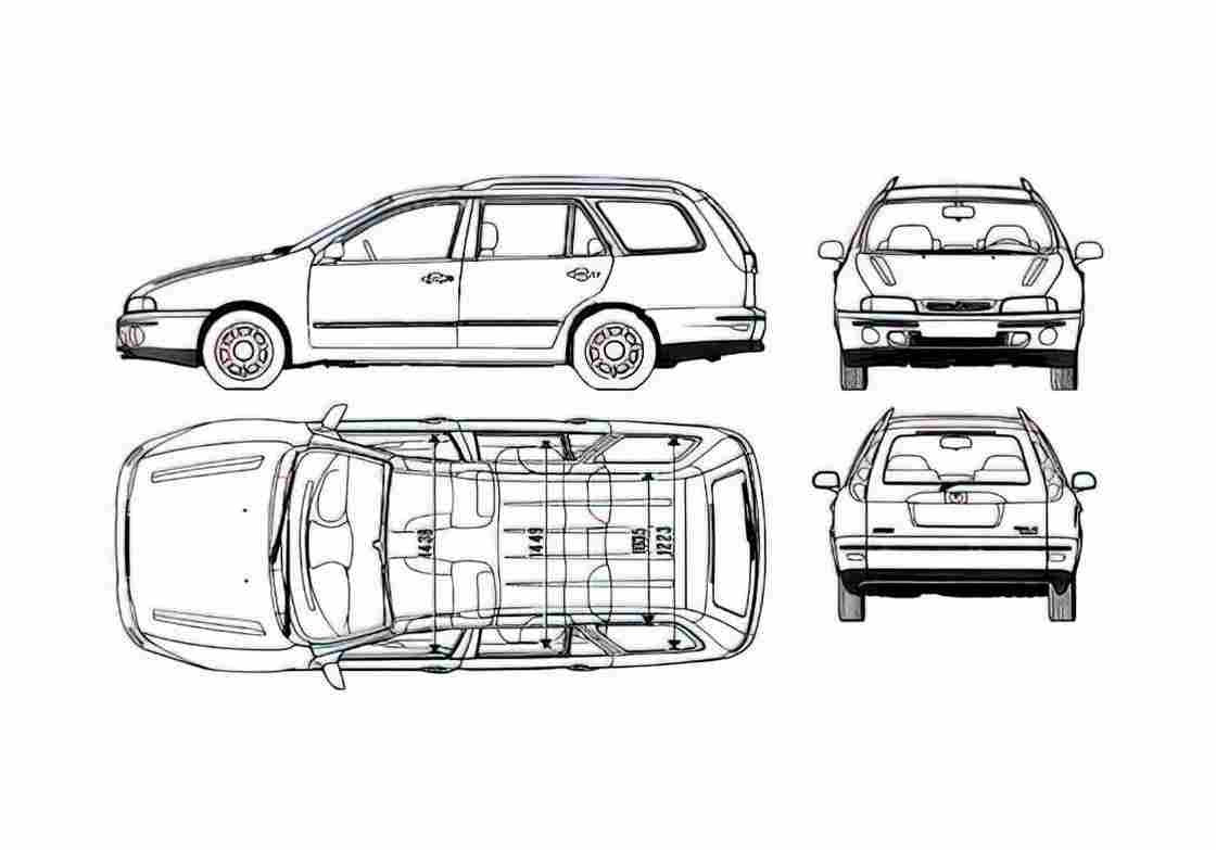 Blueprint Fiat Marea Weekend Wagon 1995 A4 Photo Print