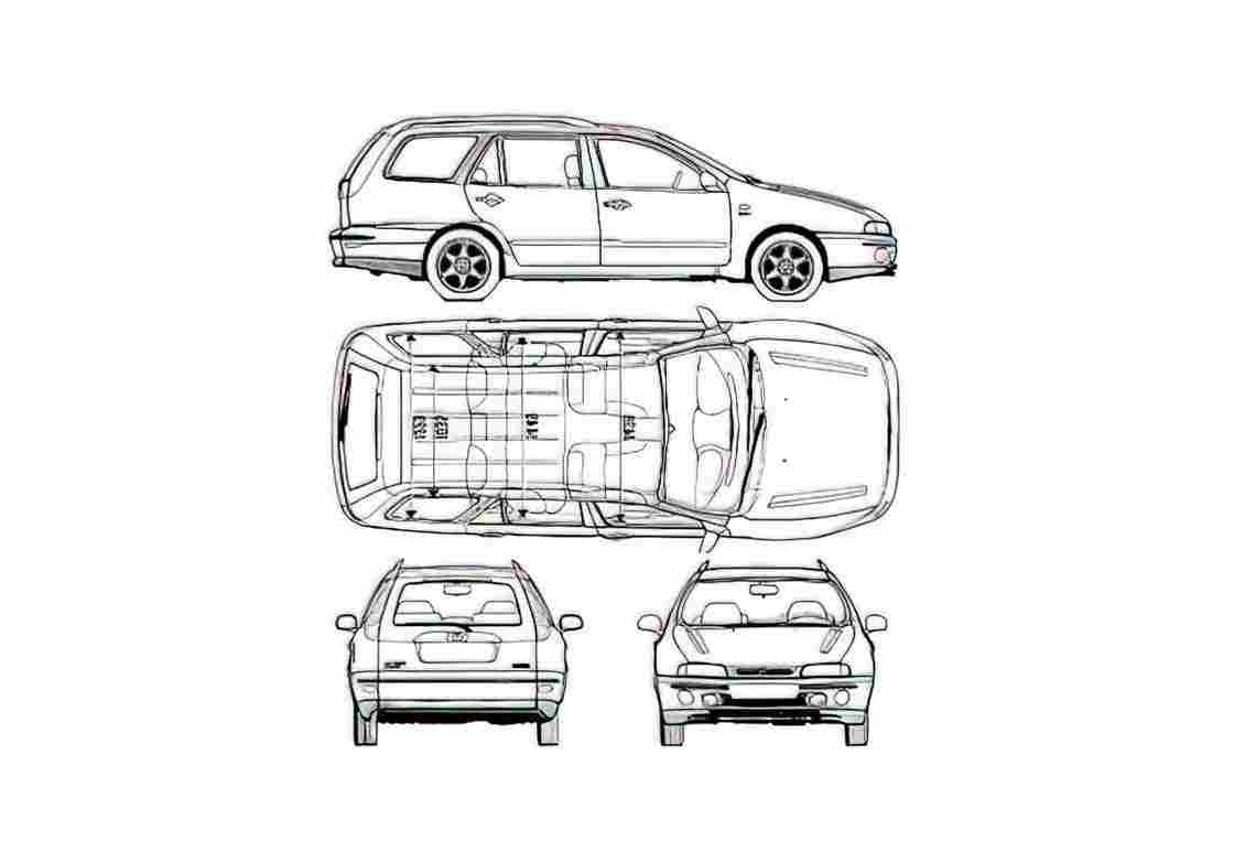 Blueprint Fiat Marea Weekend Wagon 1996 A4 Photo Print