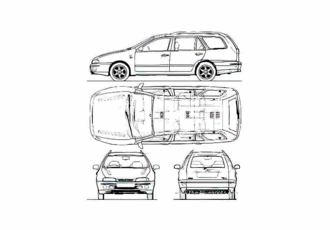 Blueprint Fiat Marea Weekend Wagon 1997 A4 Photo Print