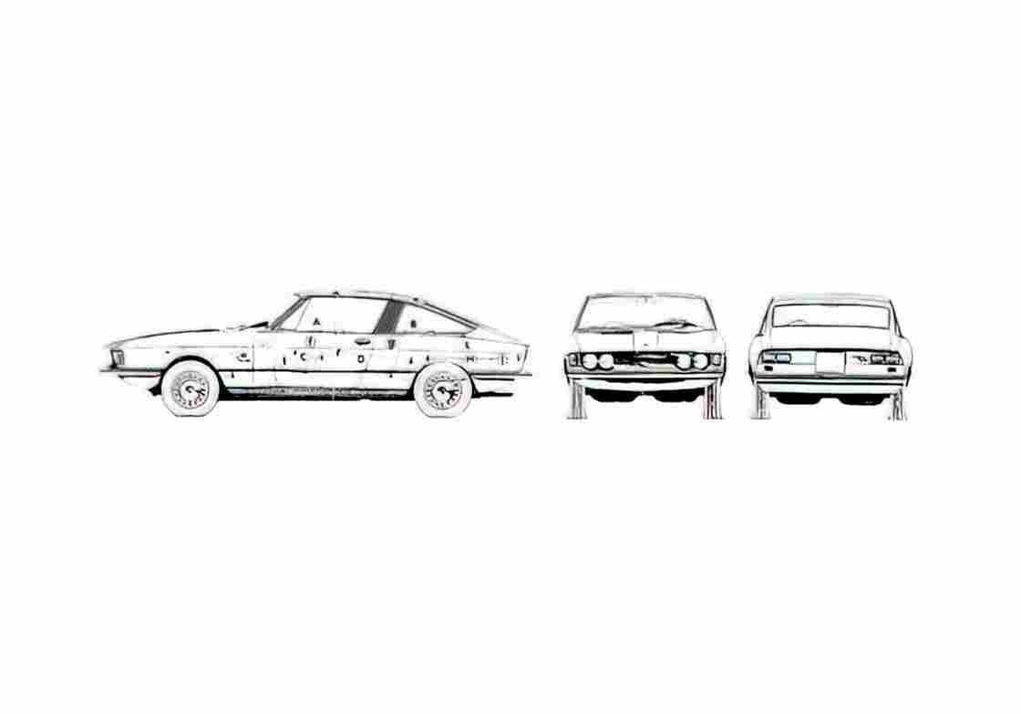 Blueprint Fiat Moretti 128 Coupe 1975 A4 Photo Print