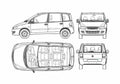 Blueprint Fiat Multipla Minivan 2004 A4 Photo Print