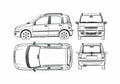 Blueprint Fiat Nuova Panda Sedan 2000 A4 Photo Print