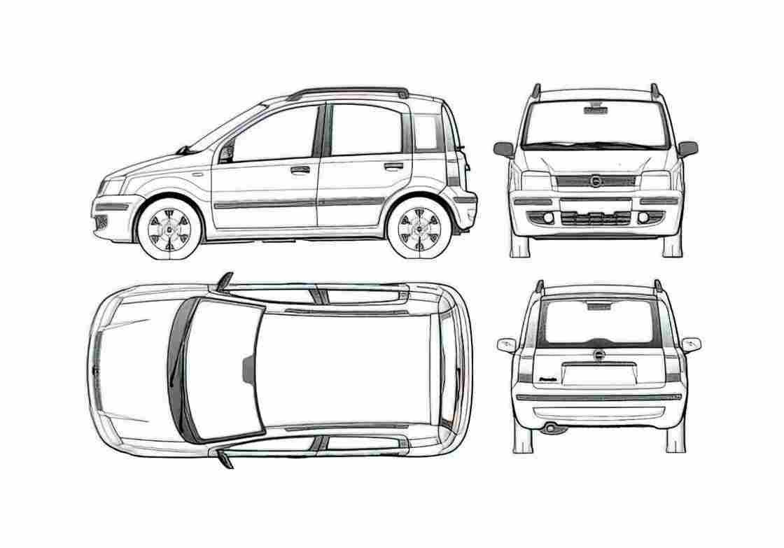 Blueprint Fiat Nuova Panda Sedan 2000 A4 Photo Print
