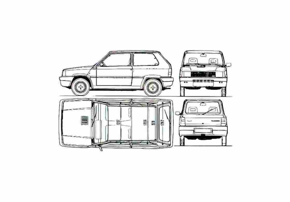 Blueprint Fiat Panda 1000S Hatchback 1988 01 A4 Photo Print