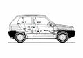 Blueprint Fiat Panda 1000s Hatchback 1986 A4 Photo Print