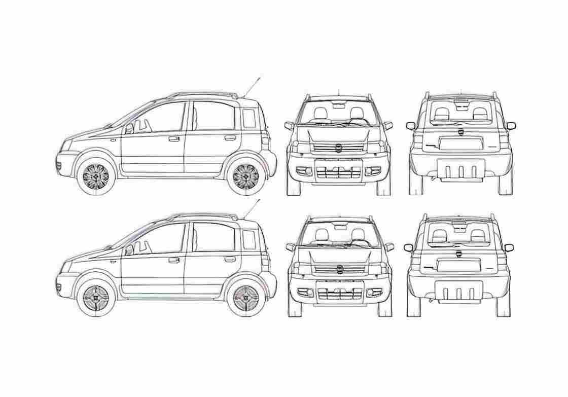 Blueprint Fiat Panda 4x4 Cross Hatchback 2005 A4 Photo Print
