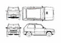 Blueprint Fiat Panda Hatchback 1980 A4 Photo Print