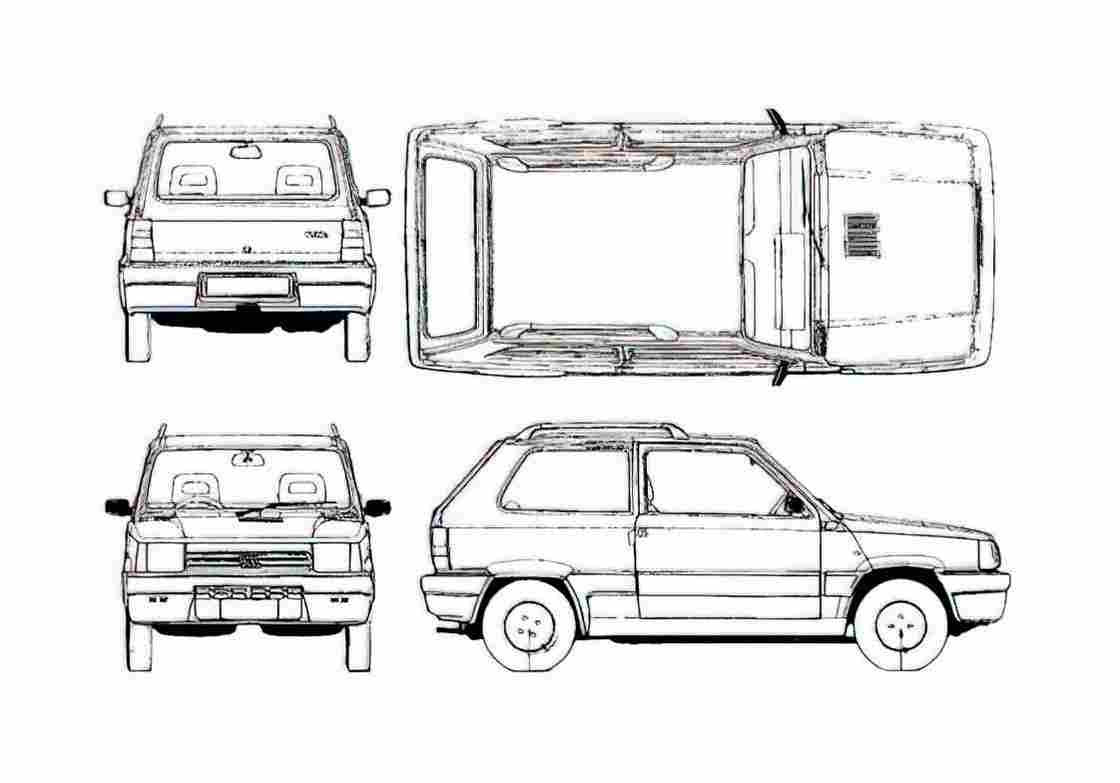 Blueprint Fiat Panda Hatchback 1980 A4 Photo Print