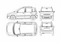 Blueprint Fiat Panda II Hatchback 2003 A4 Photo Print