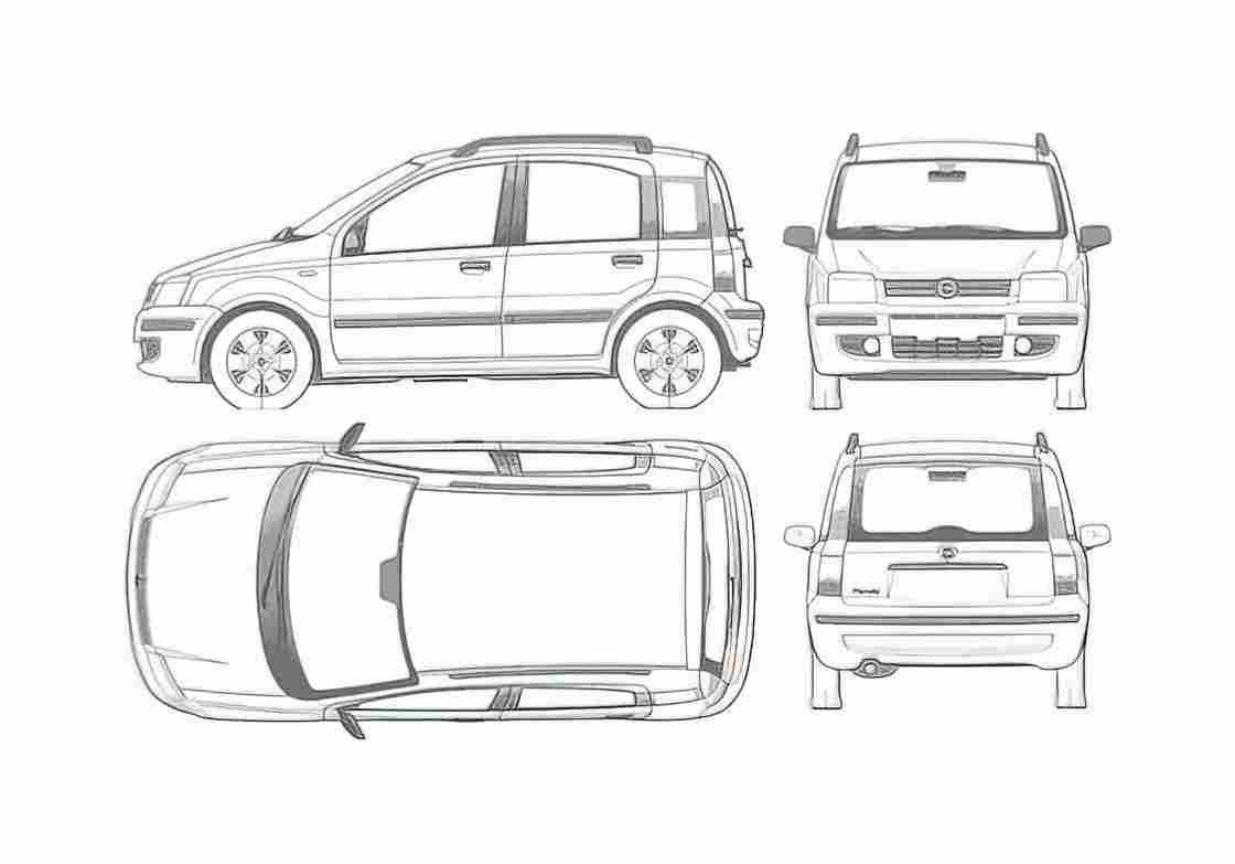 Blueprint Fiat Panda II Hatchback 2003 A4 Photo Print