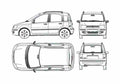 Blueprint Fiat Panda II Hatchback 2005 A4 Photo Print