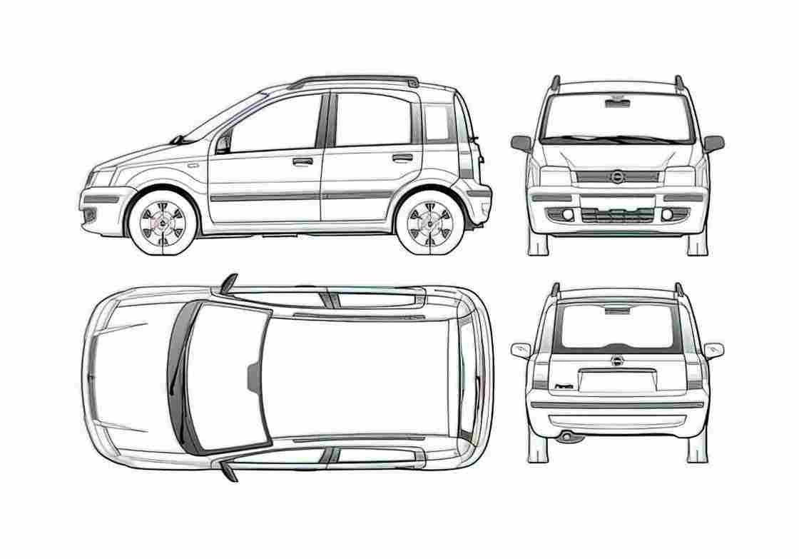 Blueprint Fiat Panda II Hatchback 2005 A4 Photo Print