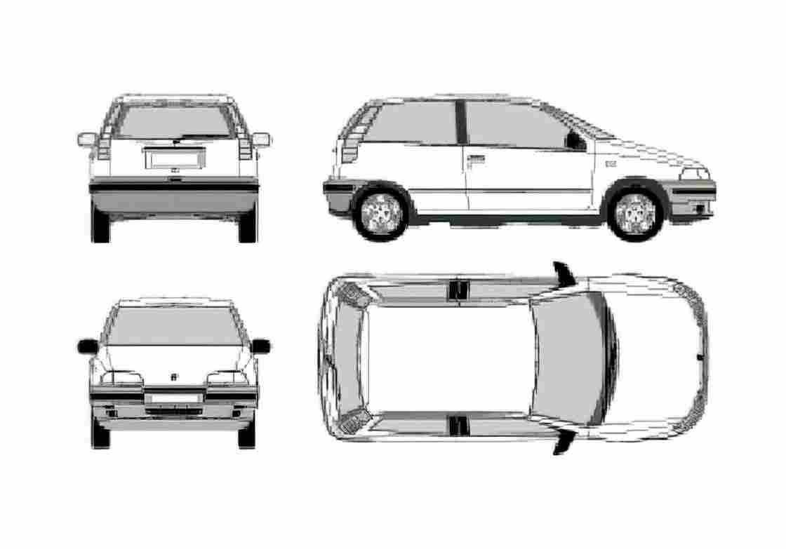 Blueprint Fiat Punto 3 door Hatchback 1993 A4 Photo Print