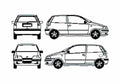Blueprint Fiat Punto 3 door Hatchback 1995 A4 Photo Print