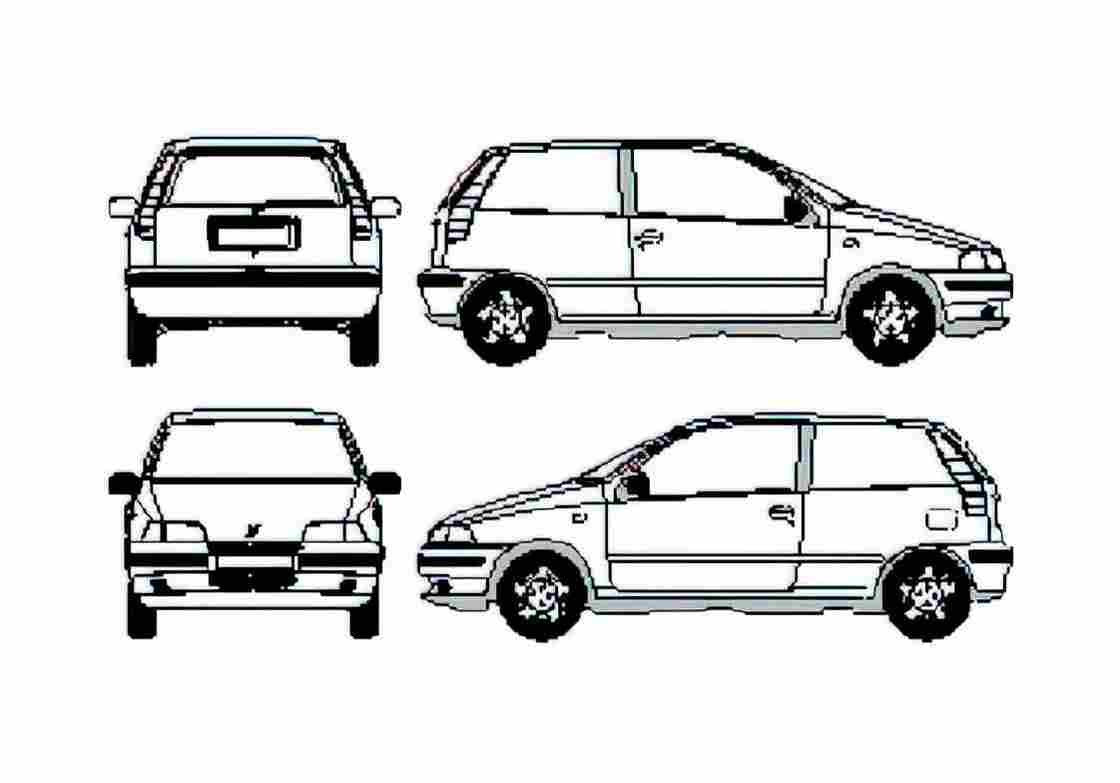 Blueprint Fiat Punto 3 door Hatchback 1995 A4 Photo Print