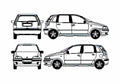 Blueprint Fiat Punto 5 door Hatchback 1995 A4 Photo Print