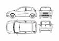 Blueprint Fiat Punto Hatchback 2004 A4 Photo Print