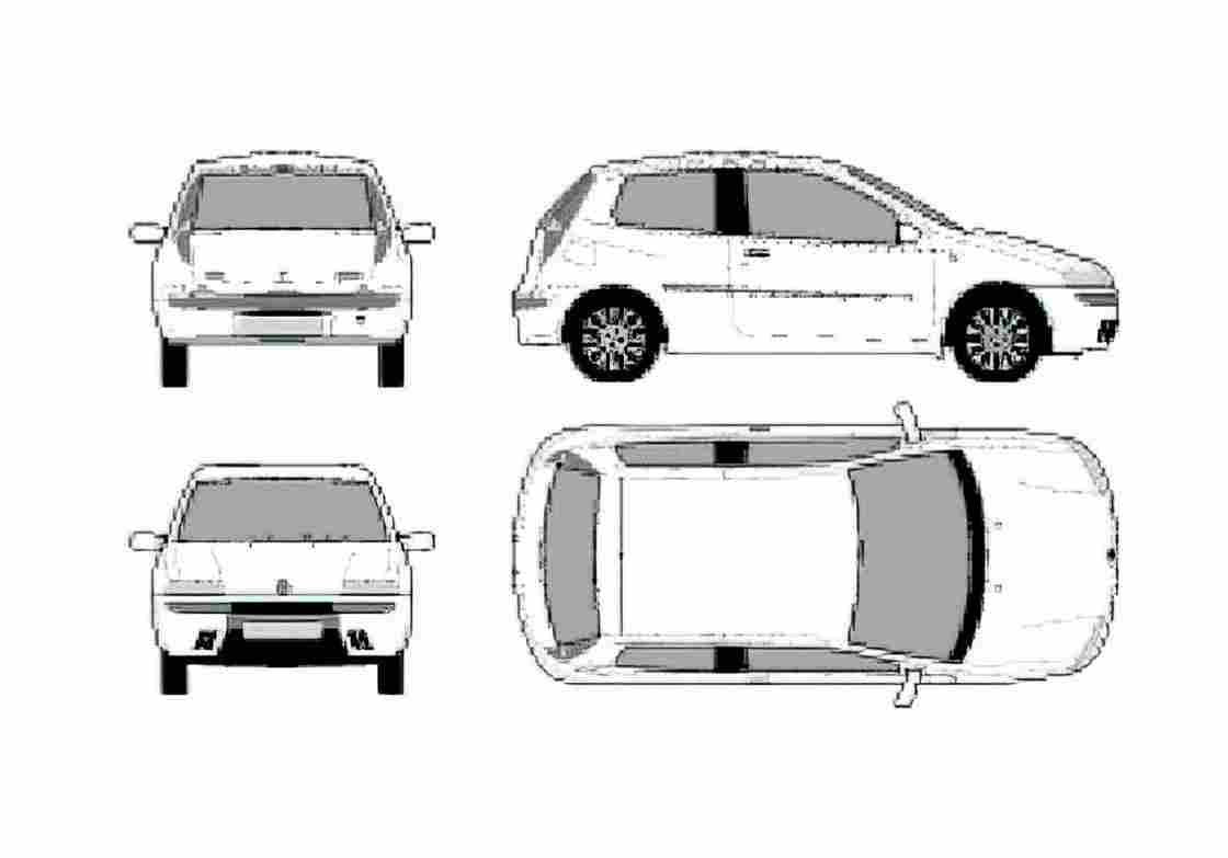 Blueprint Fiat Punto II 3 door Hatchback 1999 A4 Photo Print