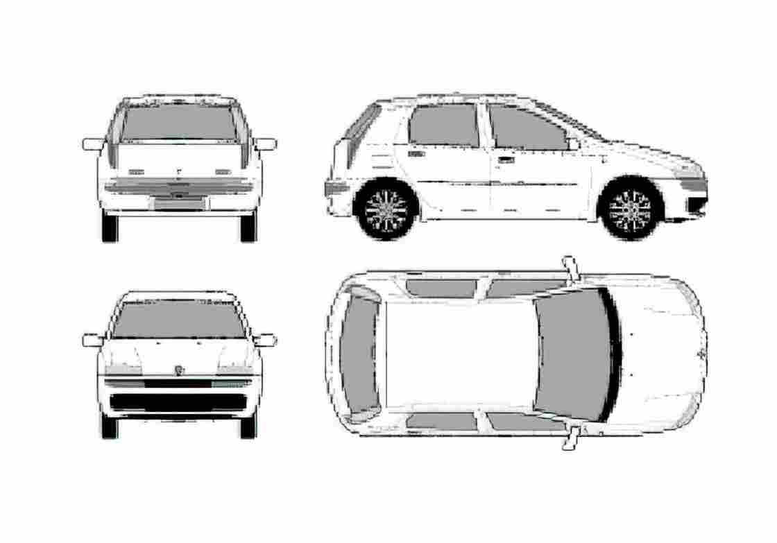Blueprint Fiat Punto II 5 door Hatchback 1999 A4 Photo Print