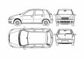 Blueprint Fiat Punto II 5 door Hatchback 2005 A4 Photo Print