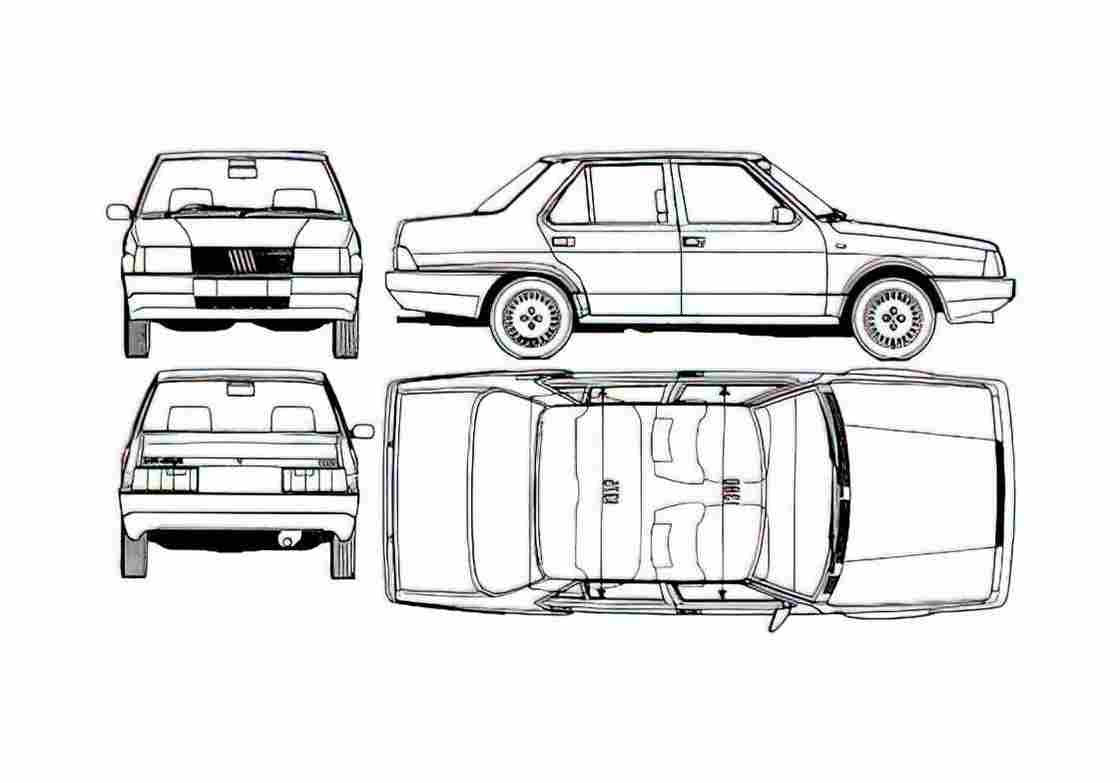 Blueprint Fiat Regata 70 Sedan 1983 A4 Photo Print