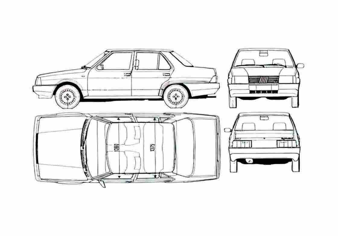 Blueprint Fiat Regata Sedan 1984 A4 Photo Print