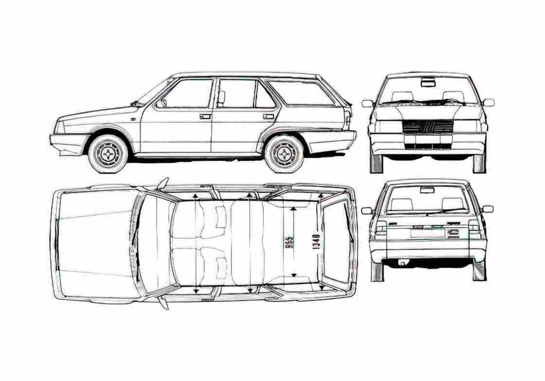 Blueprint Fiat Regata Weekend Wagon 1983 A4 Photo Print