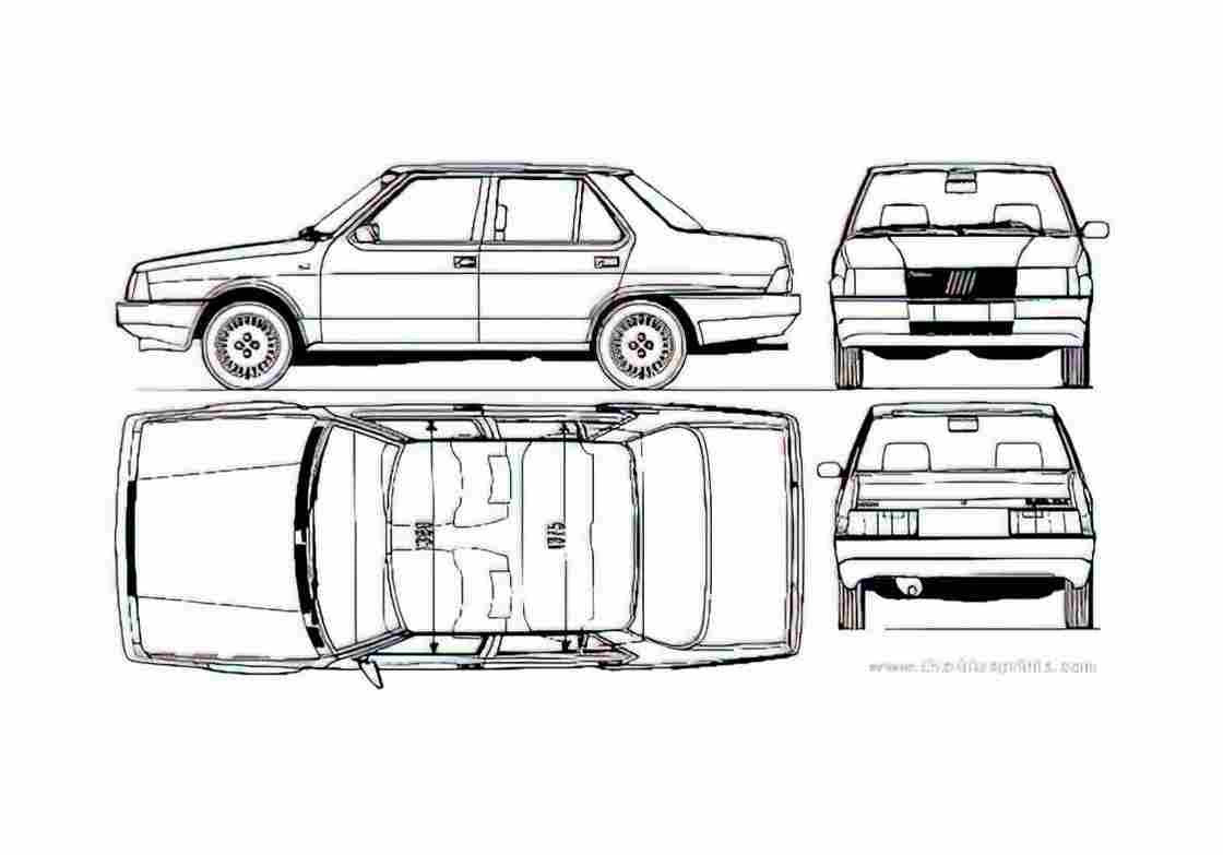 Blueprint Fiat Regatta 85 Super Sedan 1985 A4 Photo Print