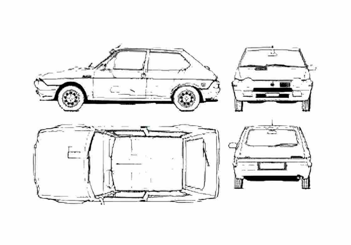 Blueprint Fiat Ritmo 105TC 3 door Hatchback 1978 A4 Photo Print