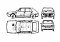 Blueprint Fiat Ritmo 75 CL Hatchback 1978 A4 Photo Print
