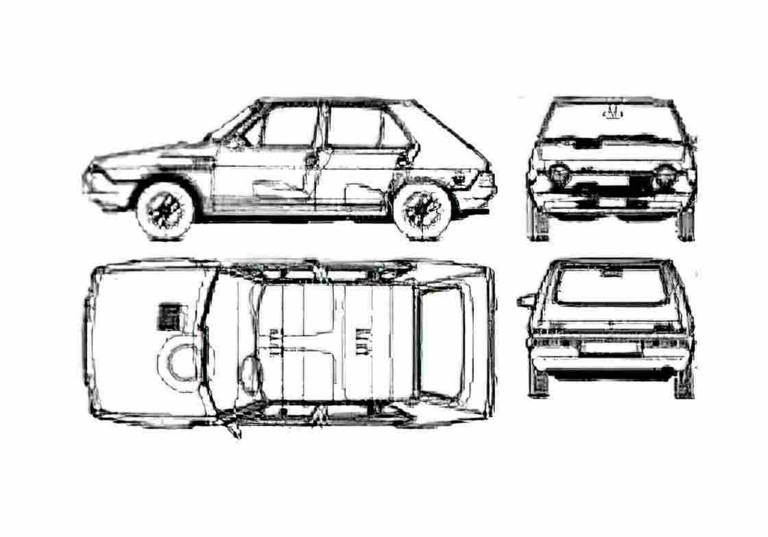 Blueprint Fiat Ritmo 75 CL Hatchback 1978 A4 Photo Print