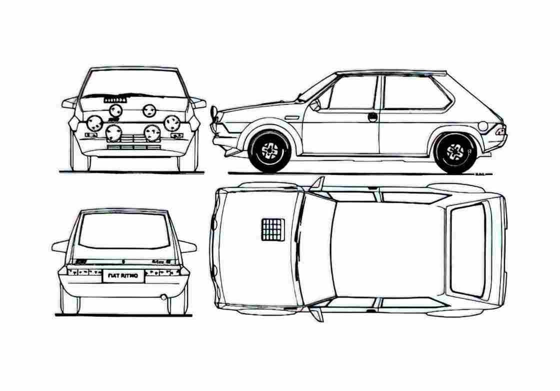 Blueprint Fiat Ritmo Abarth Hatchback 1981 A4 Photo Print