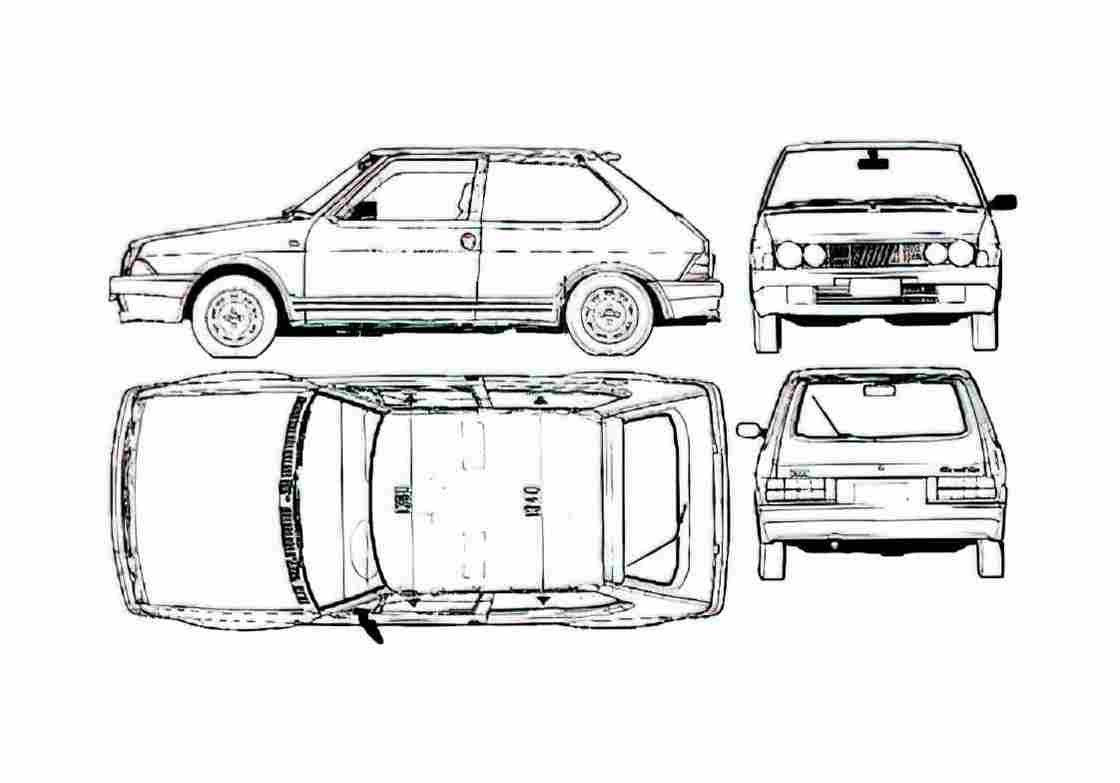 Blueprint Fiat Ritmo Abarth Hatchback 1982 A4 Photo Print