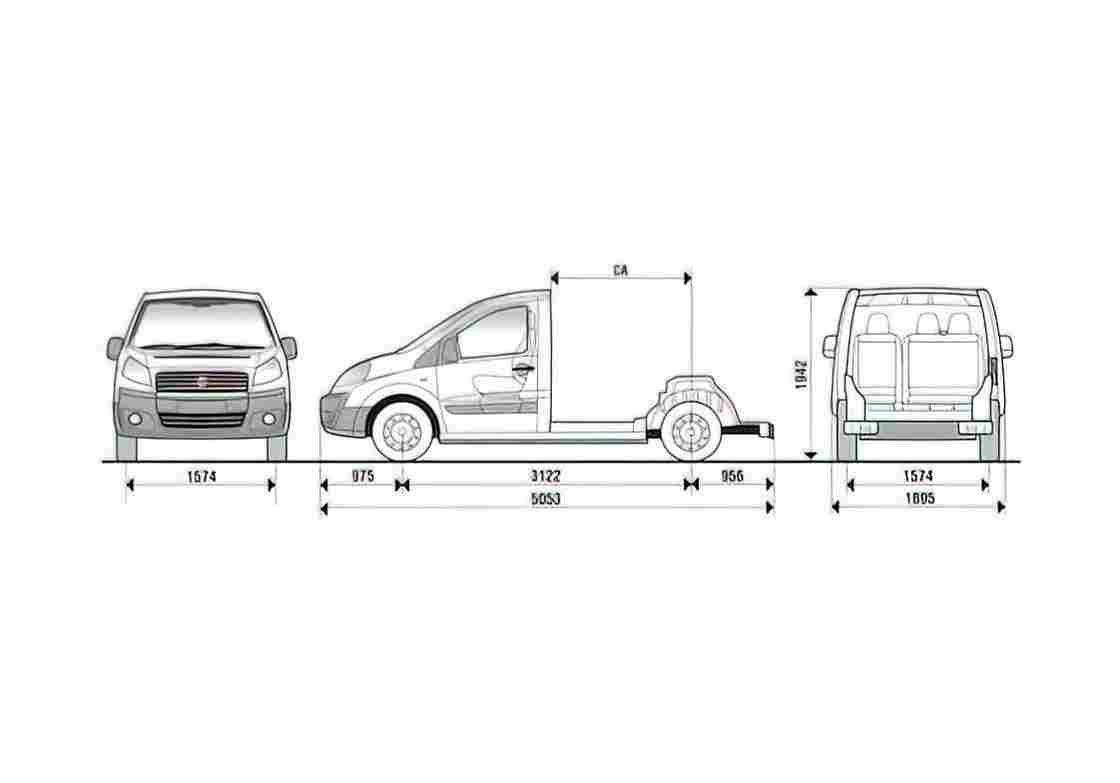 Blueprint Fiat Scudo Platform Cab Truck 2007 A4 Photo Print