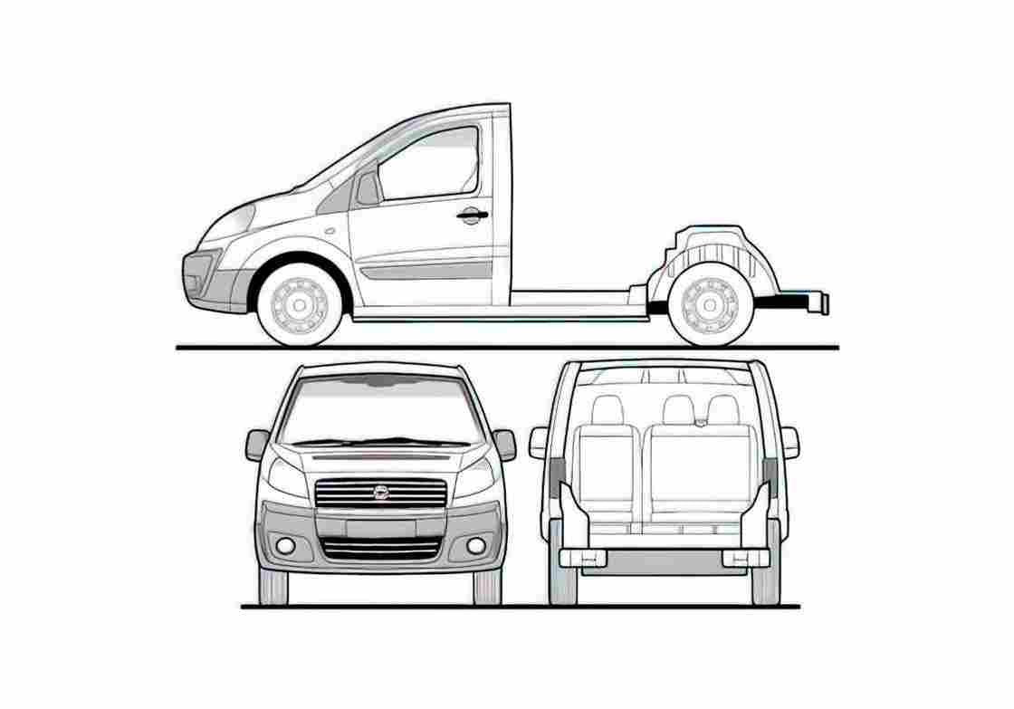 Blueprint Fiat Scudo Truck 2008 A4 Photo Print