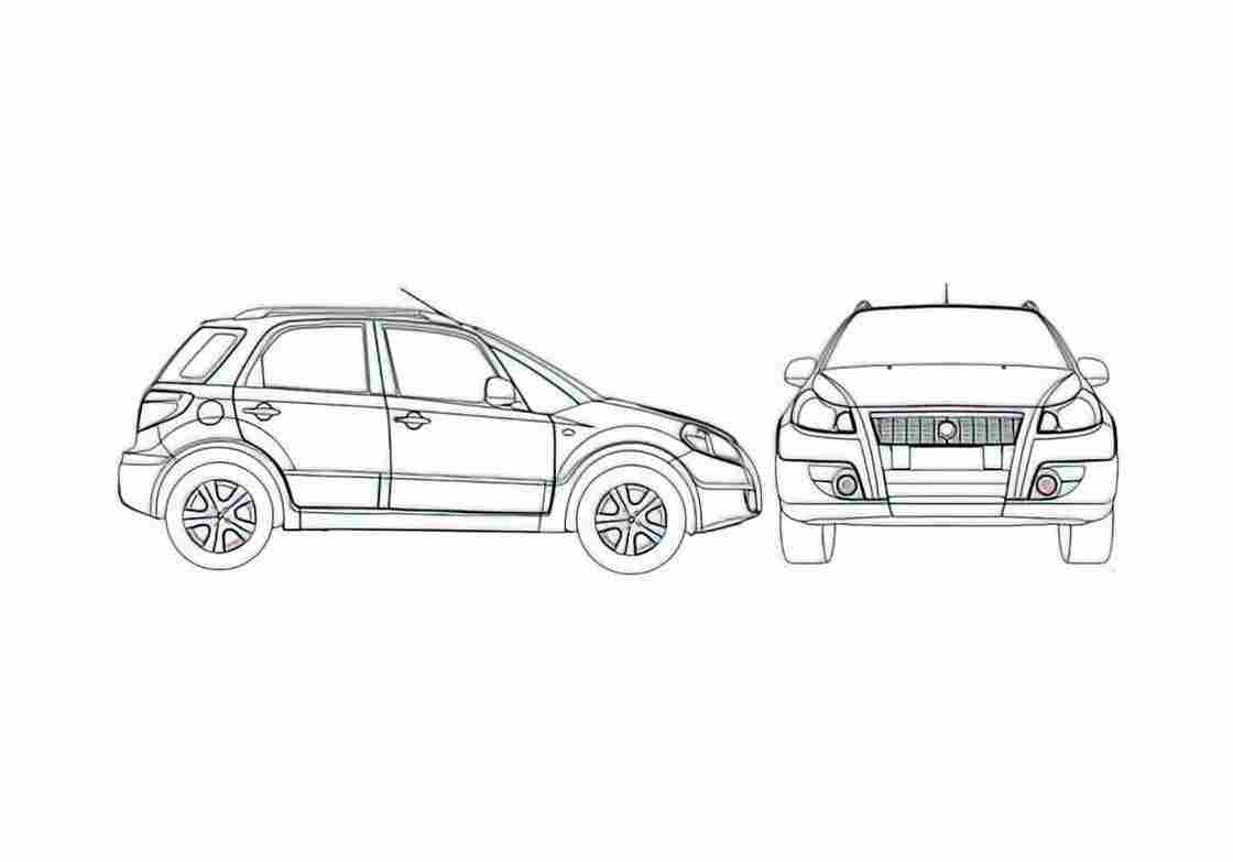 Blueprint Fiat Sedici SUV 2005 A4 Photo Print
