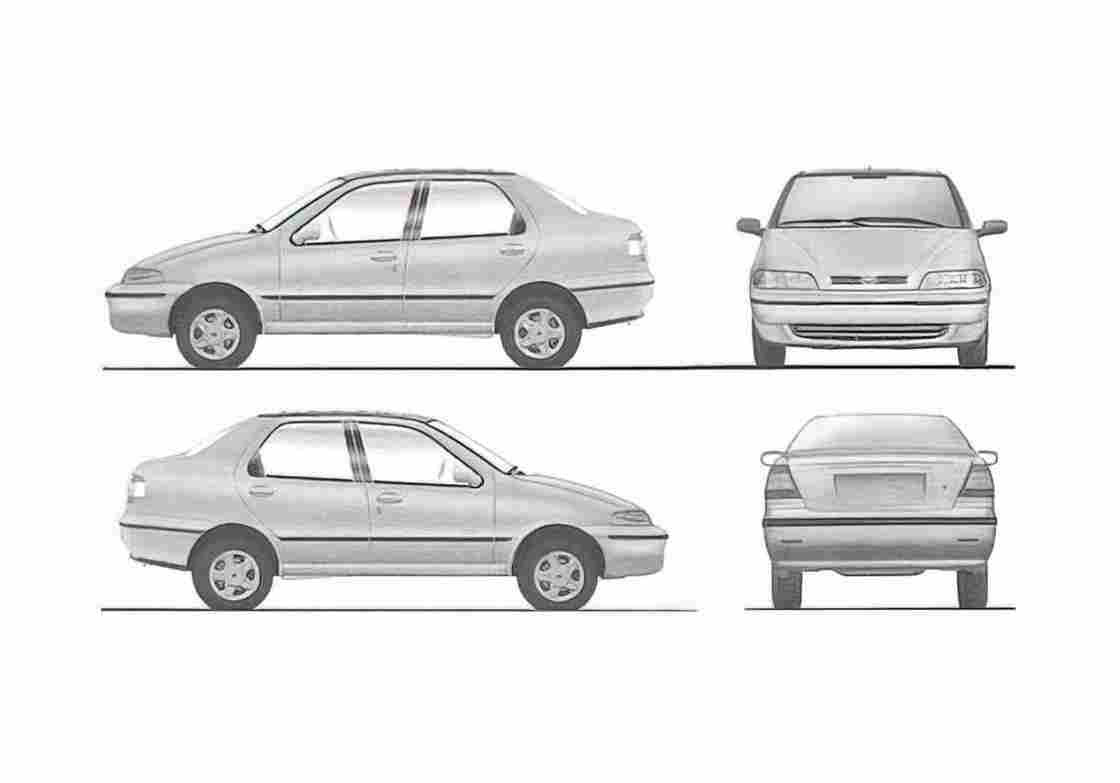 Blueprint Fiat Siena ELX Sedan 2003 A4 Photo Print