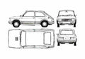 Blueprint Fiat Spazio TR Hatchback 1986 A4 Photo Print